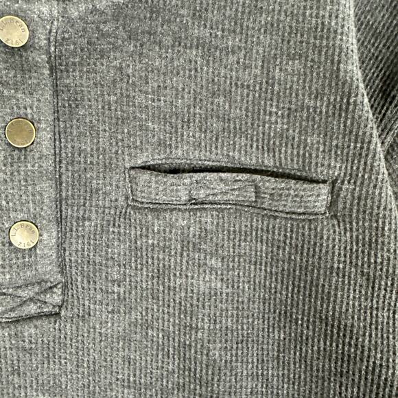 LL Bean Sweater Men 2XL Gray Katahdin Iron Works Bonded Waffle Fleece Henley - Picture 4 of 11